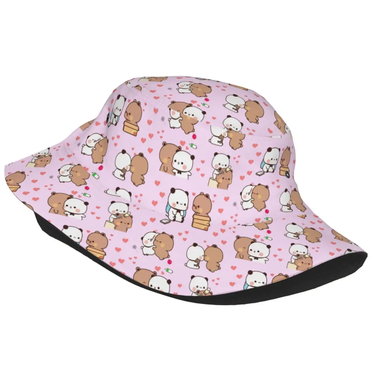 Bubu Dudu Love Story Bucket Hats for Women Beach Cute Panda Bear Field Hat Unique Foldable for Hiking Fishing Hats Dropshipping