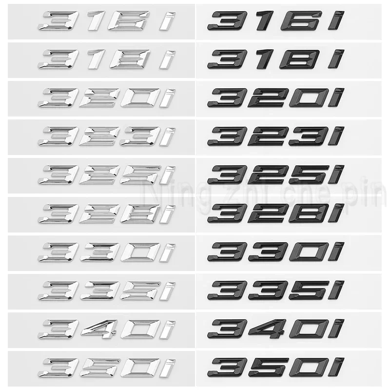 

for new font number 316i 318d 320i 325i letters 328d 330i 340i GT Badge ABS 3 Series E90 E46 F30 car rear enclosure sticker