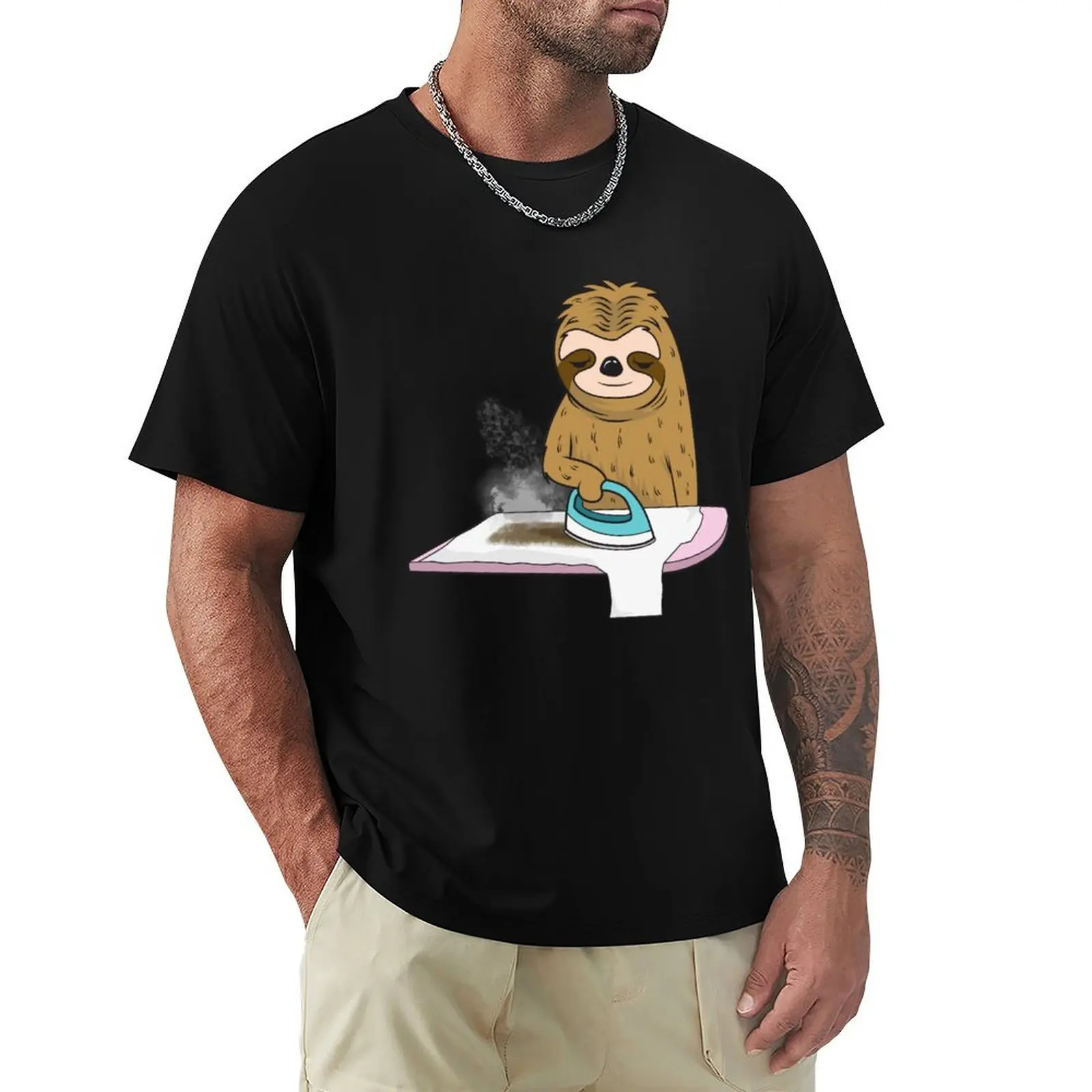 Funny Sloth Ironing His Shirt Too Slow T-Shirt man t shirts graphic T-Shirt