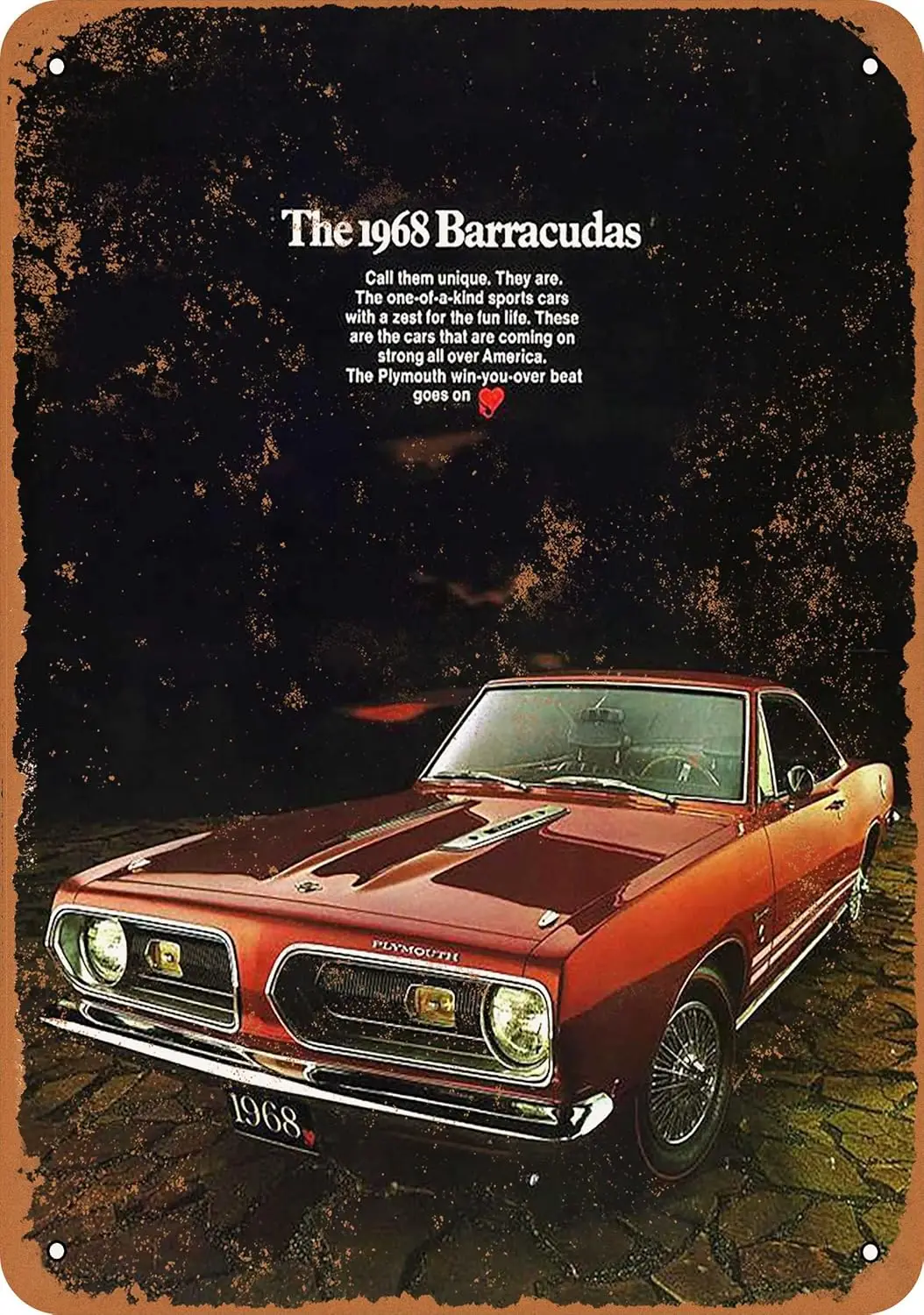 7 x 10 METAL SIGN - 1968 Barracuda - Vintage Rusty Look
