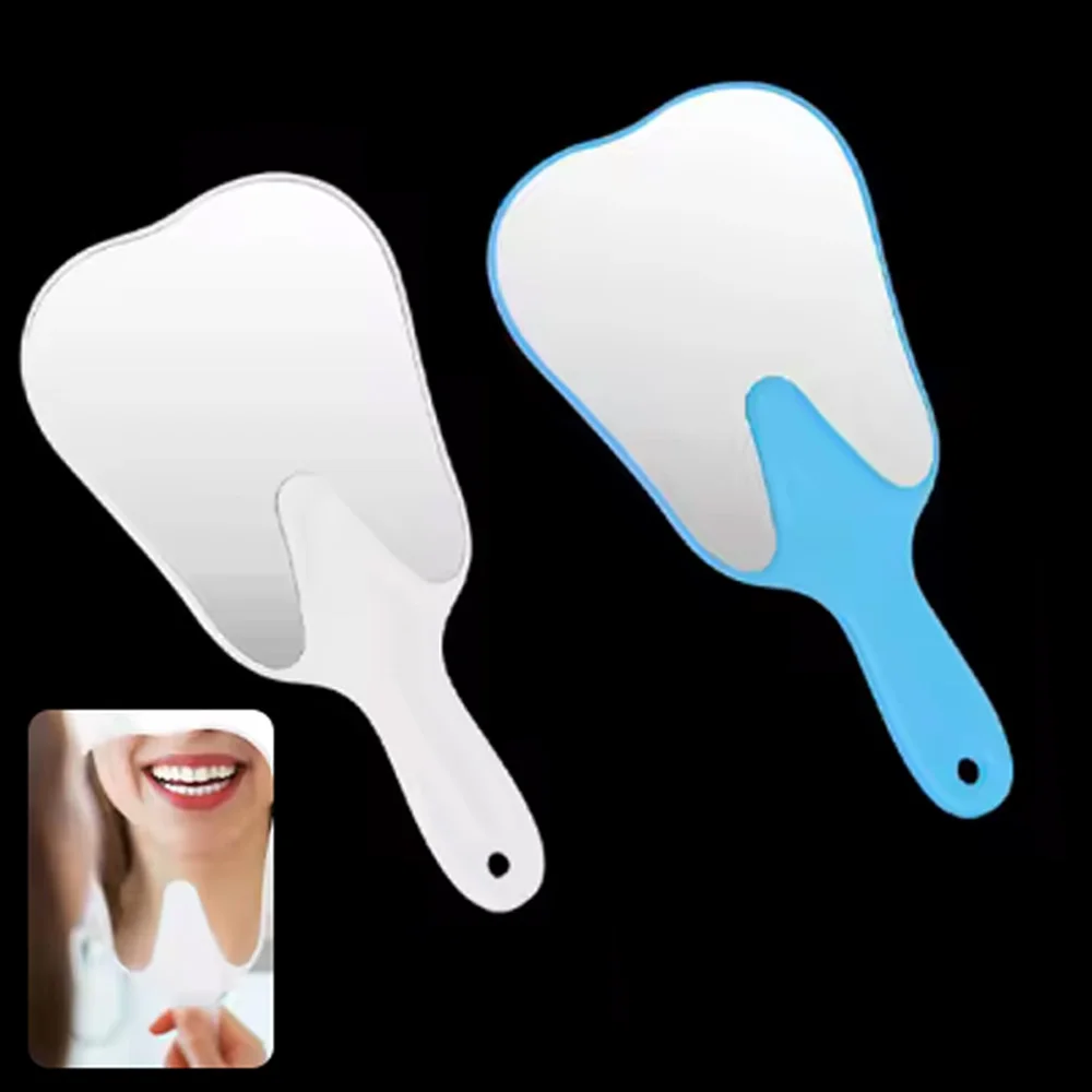 

Thickened Tooth Shaped Dental Mouth Mirror Handheld Unbreakable Plastic Mirror for Clinical and Cosmetic Use