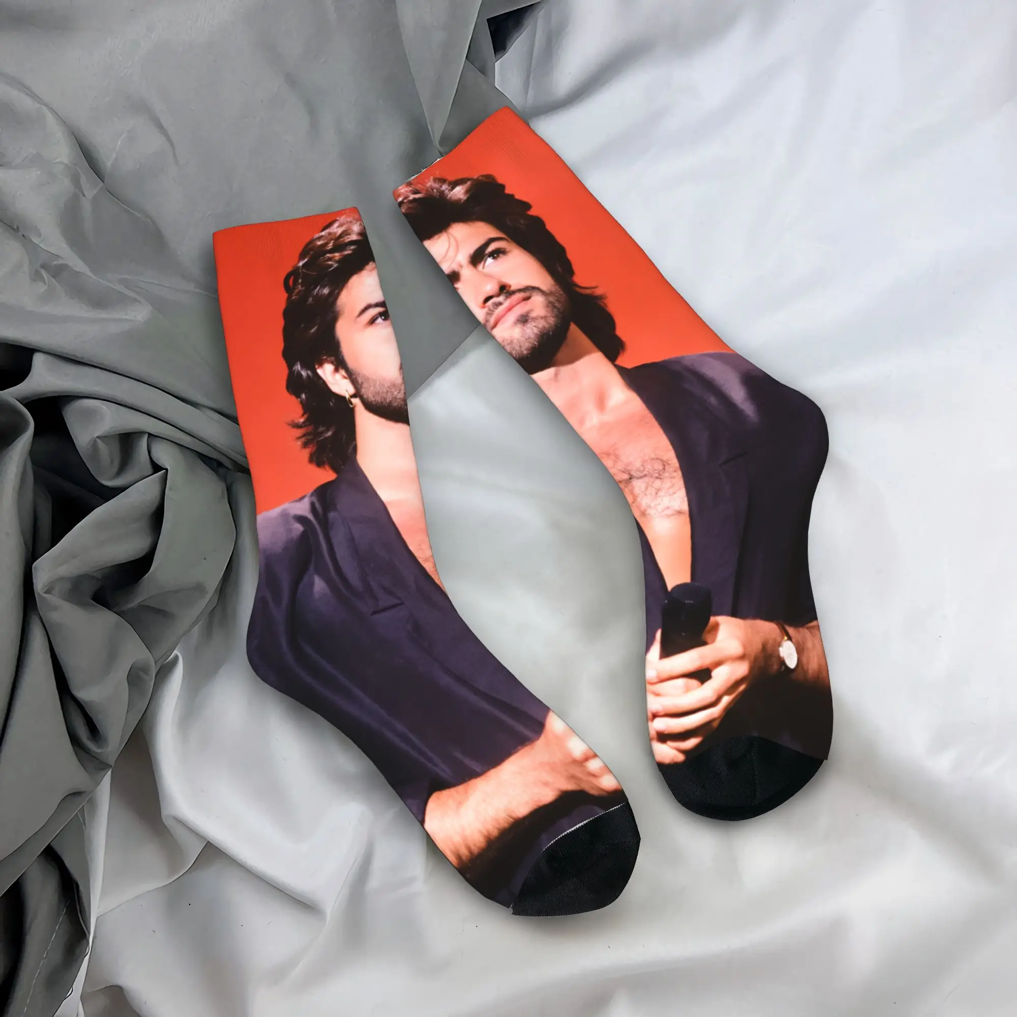 

George Michael Music Socks Winter Stockings Gothic Couple High Quality Socks Graphic Running Non Slip Socks