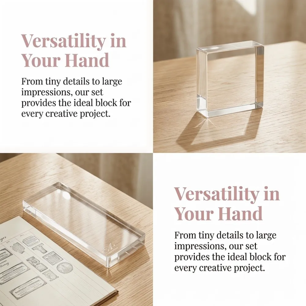 6Pcs High Transparency Acrylic Stamp Block Set DIY with Grid Lines Stamp Block Set Multi-Purpose Non-Slip