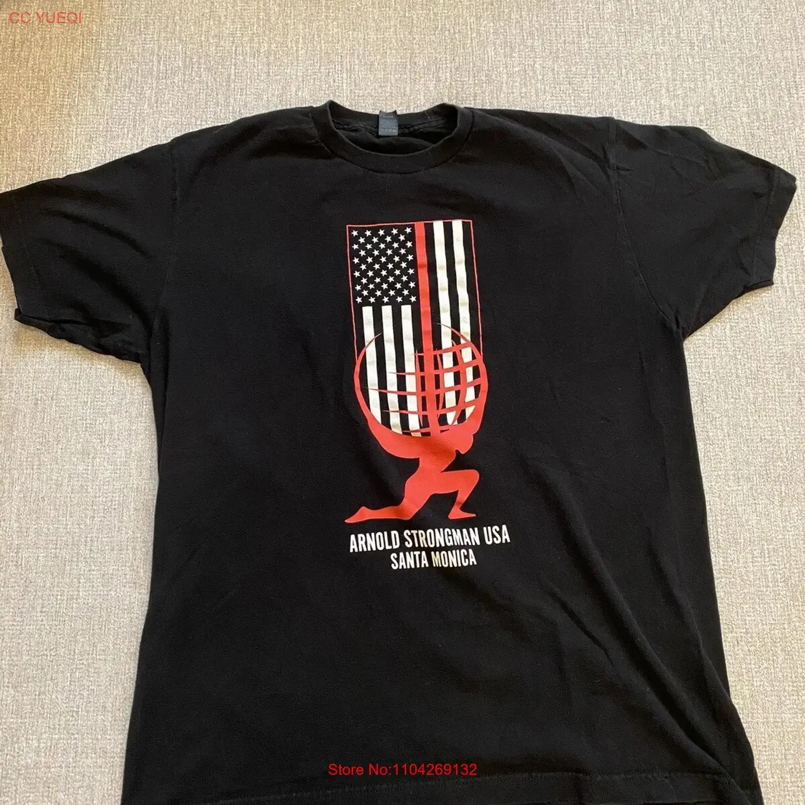 Arnold Strongman USA T Shirt Large L Schwarzenegger Santa Monica Pier long or short sleeves vintage Washed designer clothes