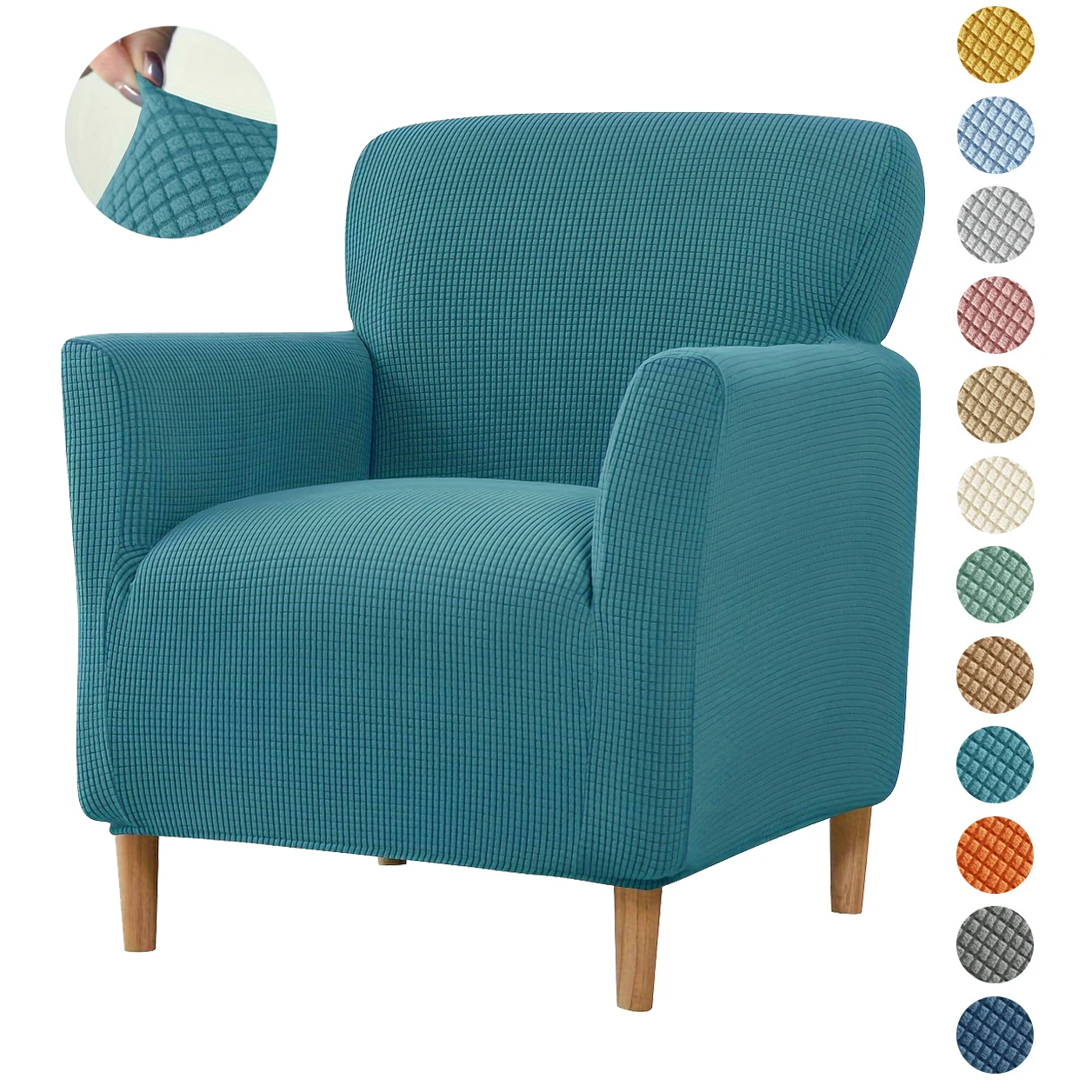 

1pc Jacquard Armchair Cover Removable Stretch Tub Arm Chair Slipcover Solid Elastic Single Sofa Slipcovers for Study Bar Counter