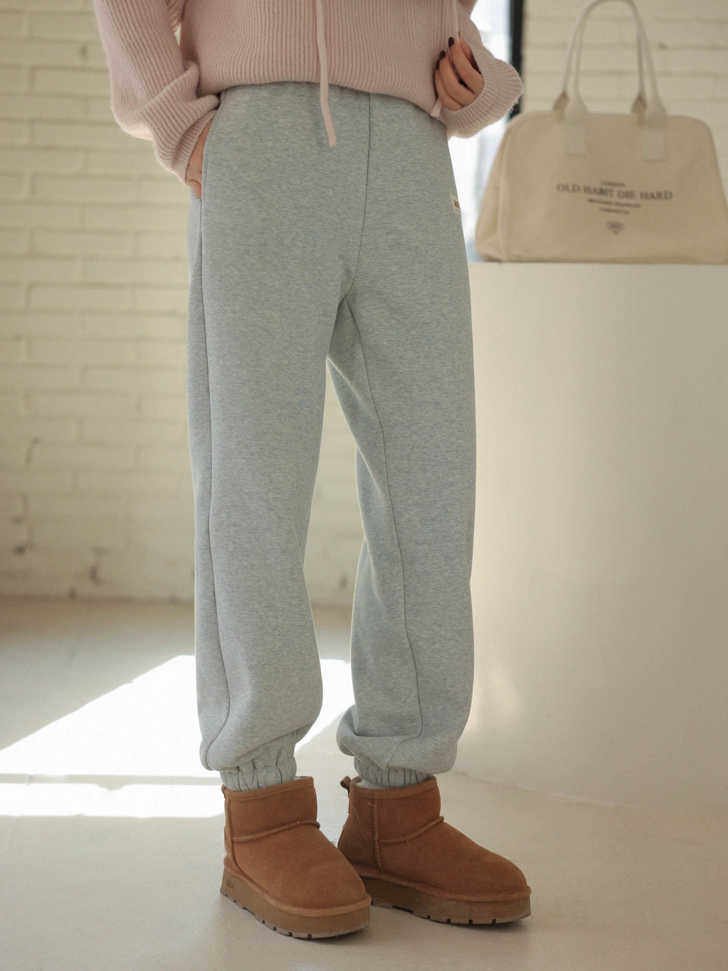 Winter Warm Fleece Jogger Pants Elastic Waist Thickened Sweatpants Casual Loose Fit Ankle-Length Trousers for Outdoor Home Wear