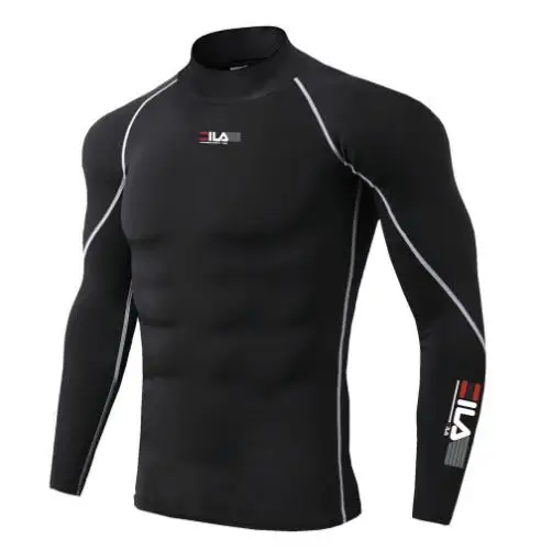 Mens Bodybuilding Sports Tight T-Shirt Compression Turtleneck Short Sleeve Gym Fitness Quick Dry Running Male Workout Tops