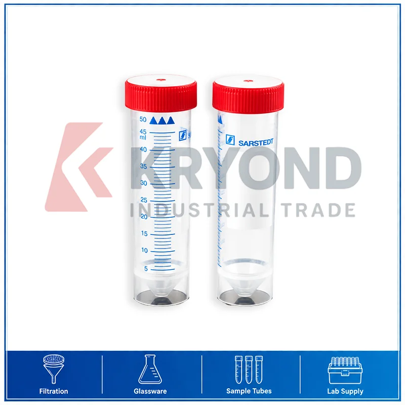 50ml Centrifuge Tube Plastic Conical Bottom Self Standing Laboratory Screw Cap Graduated Scale Research Use Pack Sample Storage