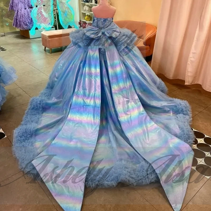 A1538 luxo doce 16 vestidos festa de aniversário rendas apliques plissado grande arco baile de formatura festa de aniversário pageant quinceanera 15 personalizado
