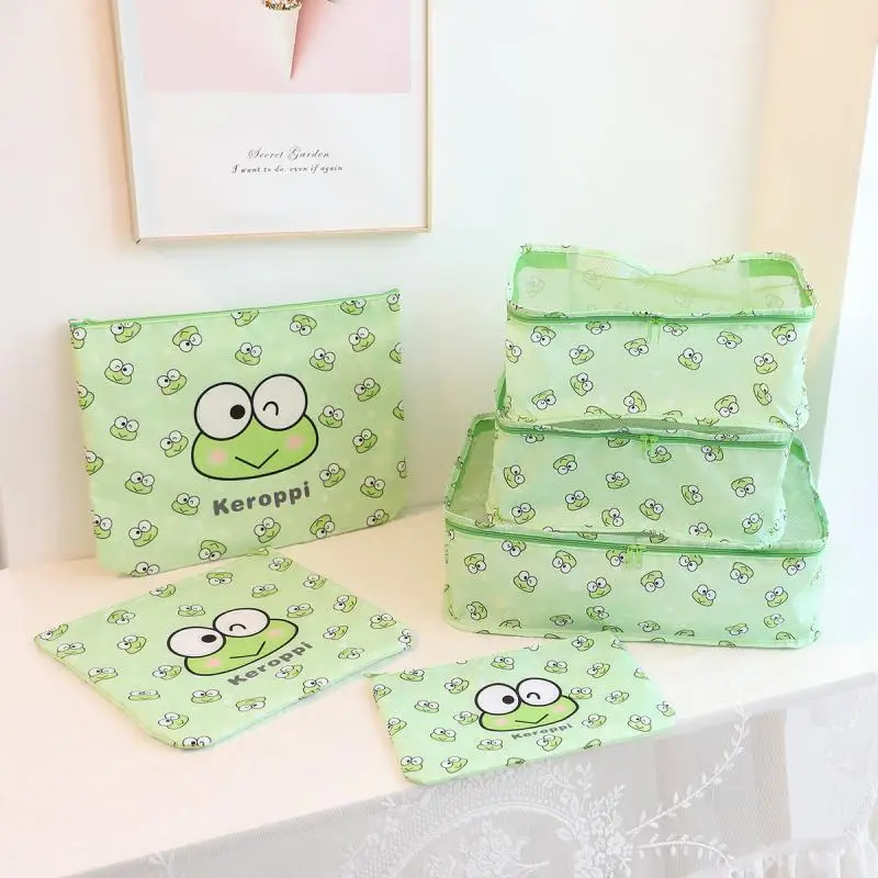 Kawaii Sanrio Keroppi Badtz Maru Hanyodon Organizer Bag Travel Storage Suit Classification Storage Bag Water Proof Festival Gift