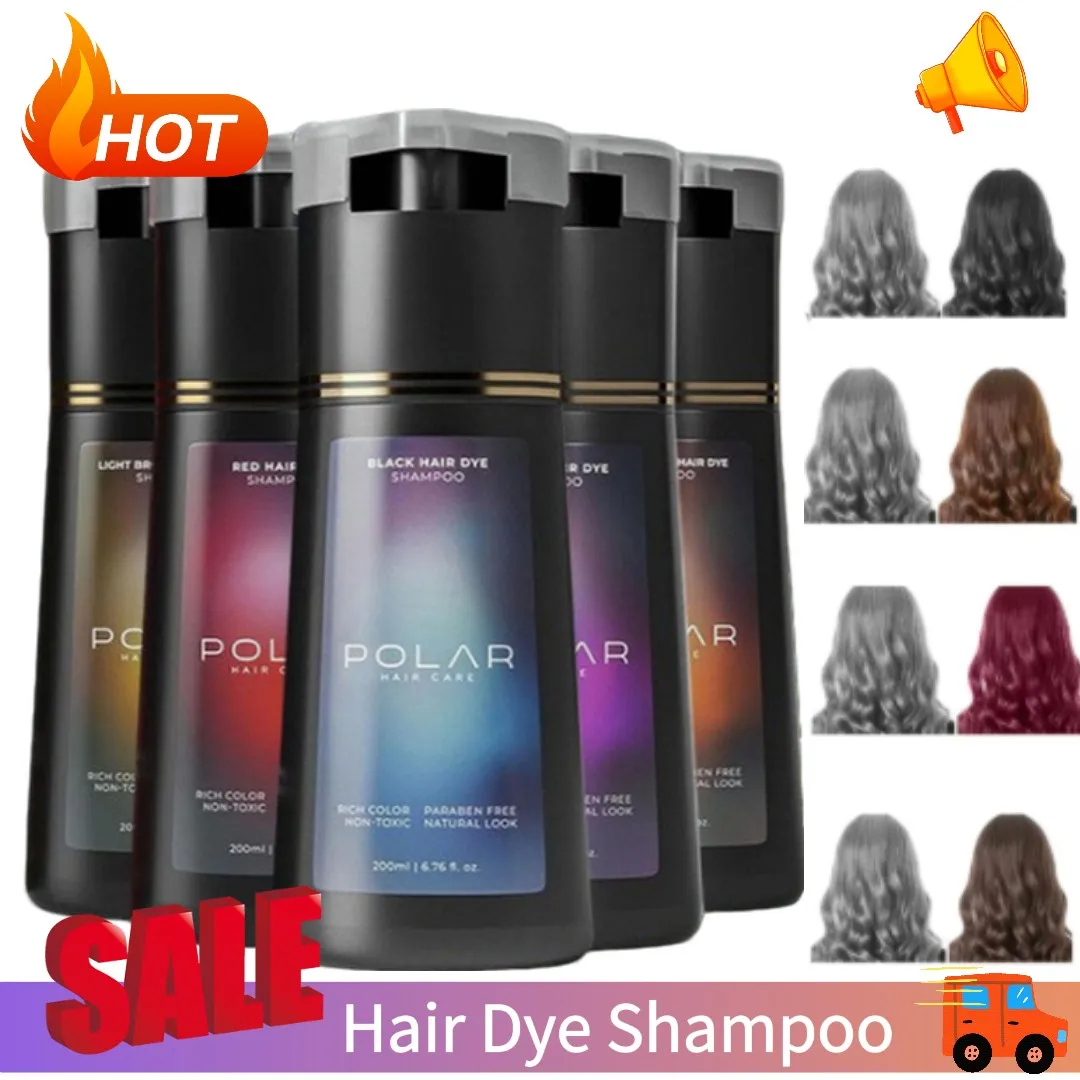 Hair Dye Shampoo 200ml Women Men Semi Permanent Coverage Black Natural Color Shampoo Purple Brown Red Multi Effect Shampoo New