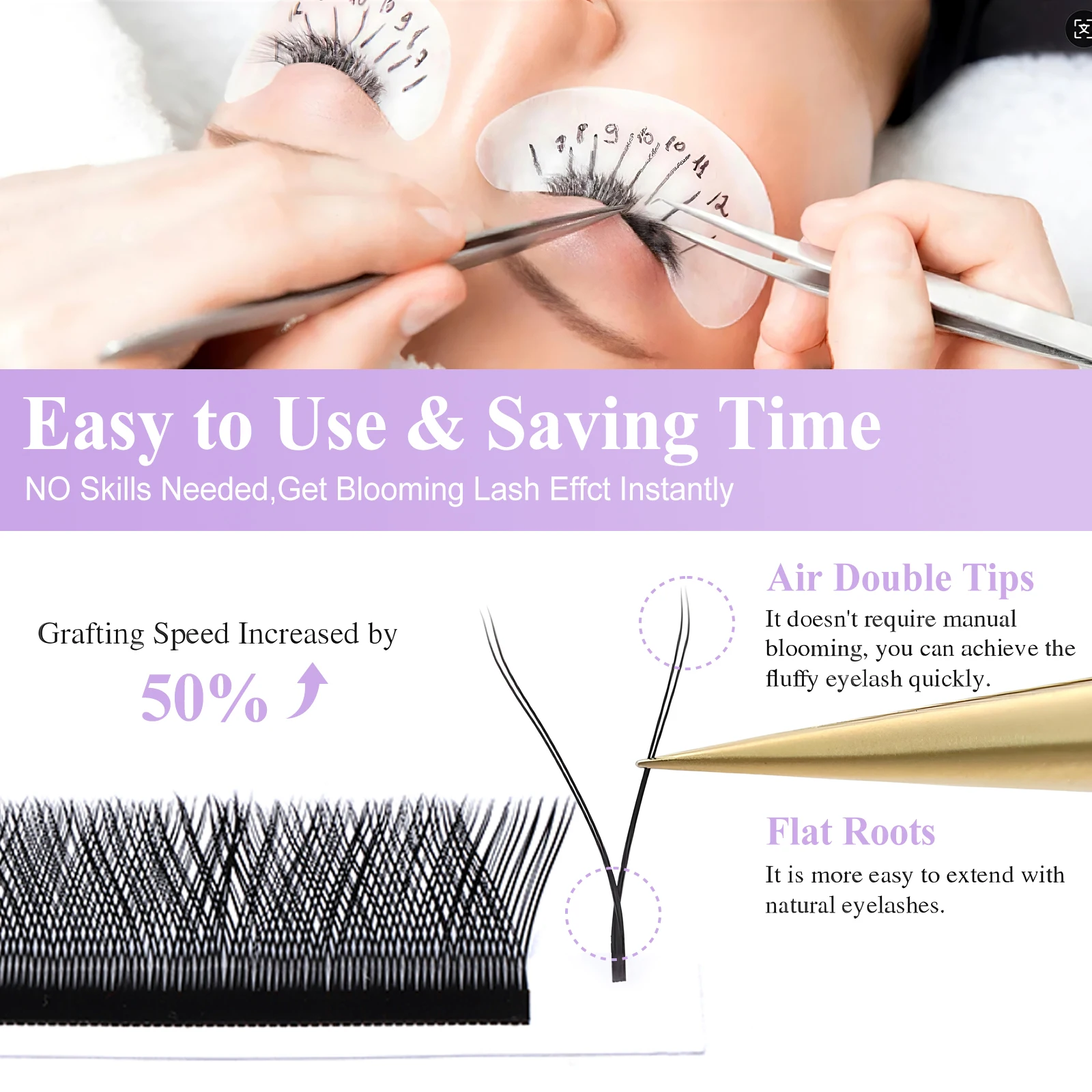 Wendy Lashes 10 sztuk/zestaw Rzęsy w kształcie litery Y Hurtownia Ręcznie Tkane Premium 12 Linii YY Przedłużanie Rzęs Makijaż Akcesoria do Rzęs 0.05/0.07