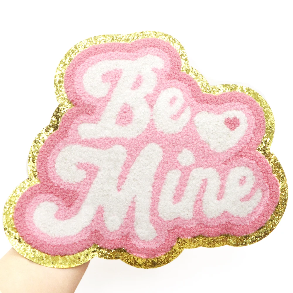 1PC Be Mine Heart Love Iron on Embroidered Patch DIY Repair Chenille Patch Valentine's Day Gifts for Couples Clothing Backpack