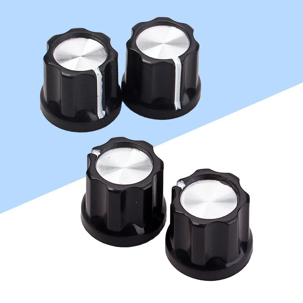 4pcs Black Silver Guitar Bass Amp Knob Buttons D-type Shaft Pot Knobs (Black) Guitar Amp Knob D-type Shaft Amp Knob