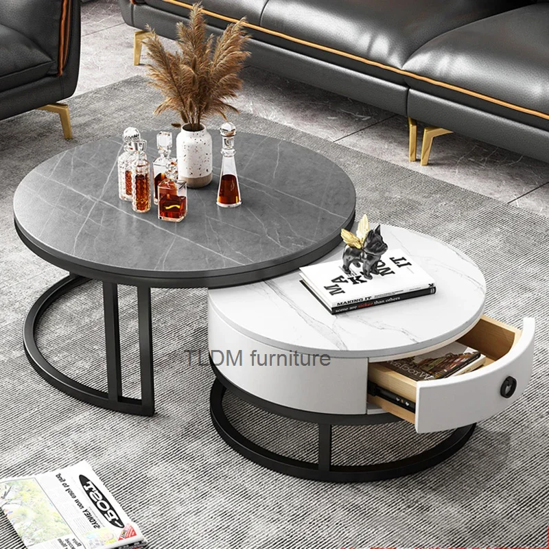 

Round Tables Nesting Mobile Nordic Side Changing Table Set Drawers Auxiliary Designer Mesas De Centro Para Sala Room Furniture