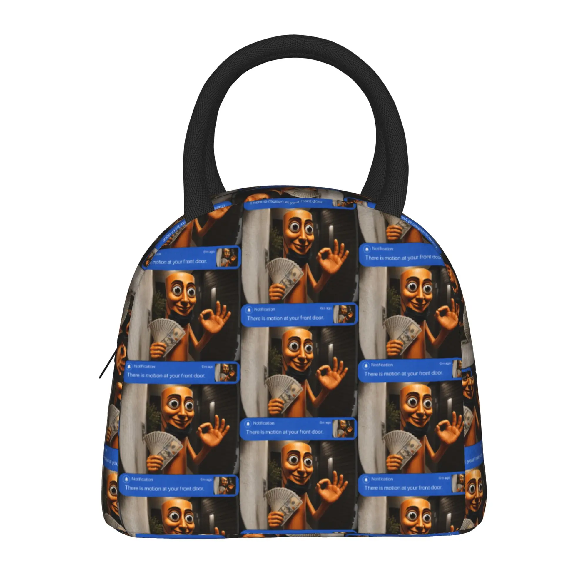 There is Motion at Your Front Tung Tung Sahur Money Lunch Bag Portable Lunch Box Picnic Cooler Bag Oxford Thermal Tote Handbags