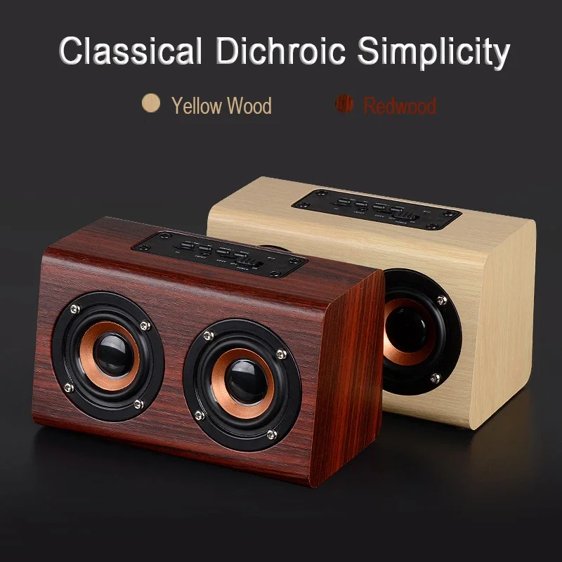 

10W Big Speaker Box Wood Home Bluetooth Dual Speakers Subwoofer Wireless Support TF/AUX