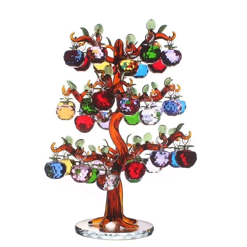 Bulk high-quality crystal polished apple tree model, containing 40 apples, suitable as a holiday gift