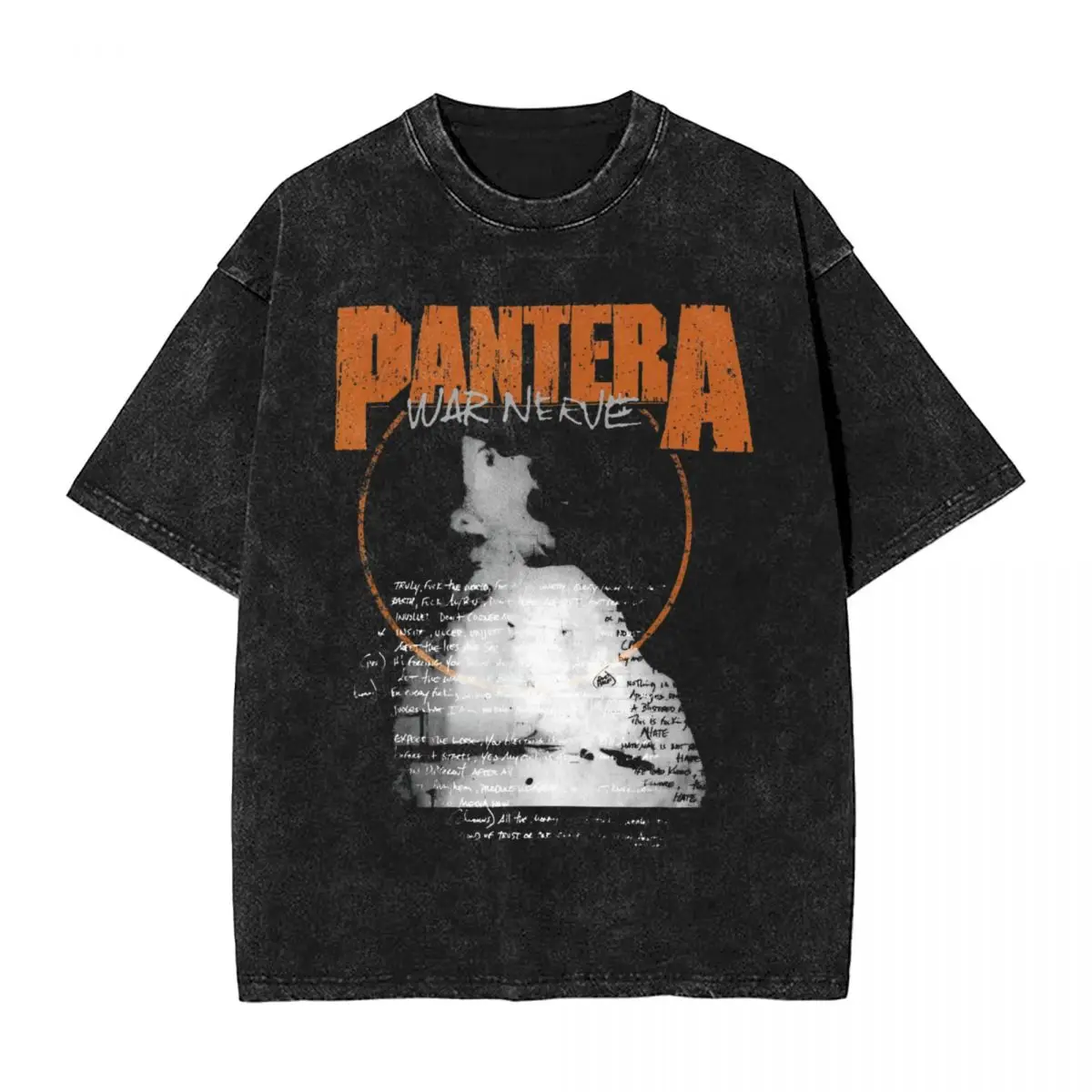 Vintage  Metal Band Washed T-Shirt Pantera War Nerve Cotton T-Shirts Trending Tshirt for Man Summer Y2K Funny Print Tees