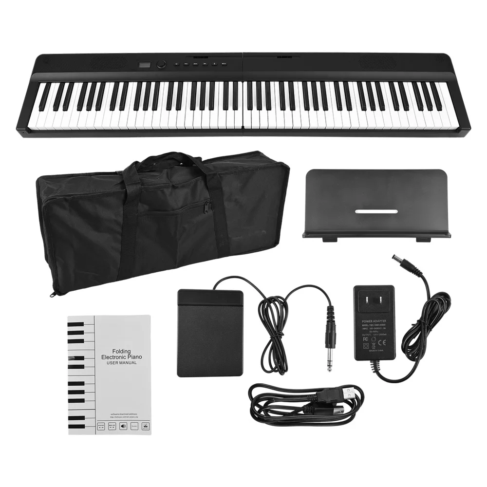 Folding Keyboard Piano 88 Key Full Size Foldable Electronic Organ Tremolo Function and App-Portable for Beginners with Pedal