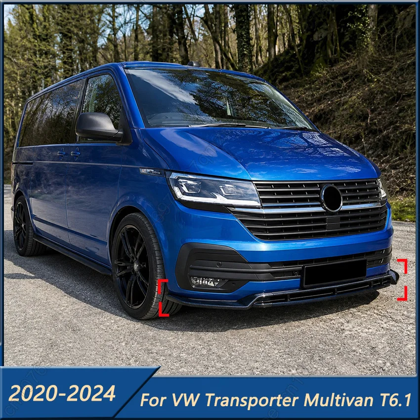 

3Pcs Front Bumper Lip Splitter Spoiler For VW Volkswagen Transporter Multivan T6.1 2020-2024 Gloss Black ABS Body Kits