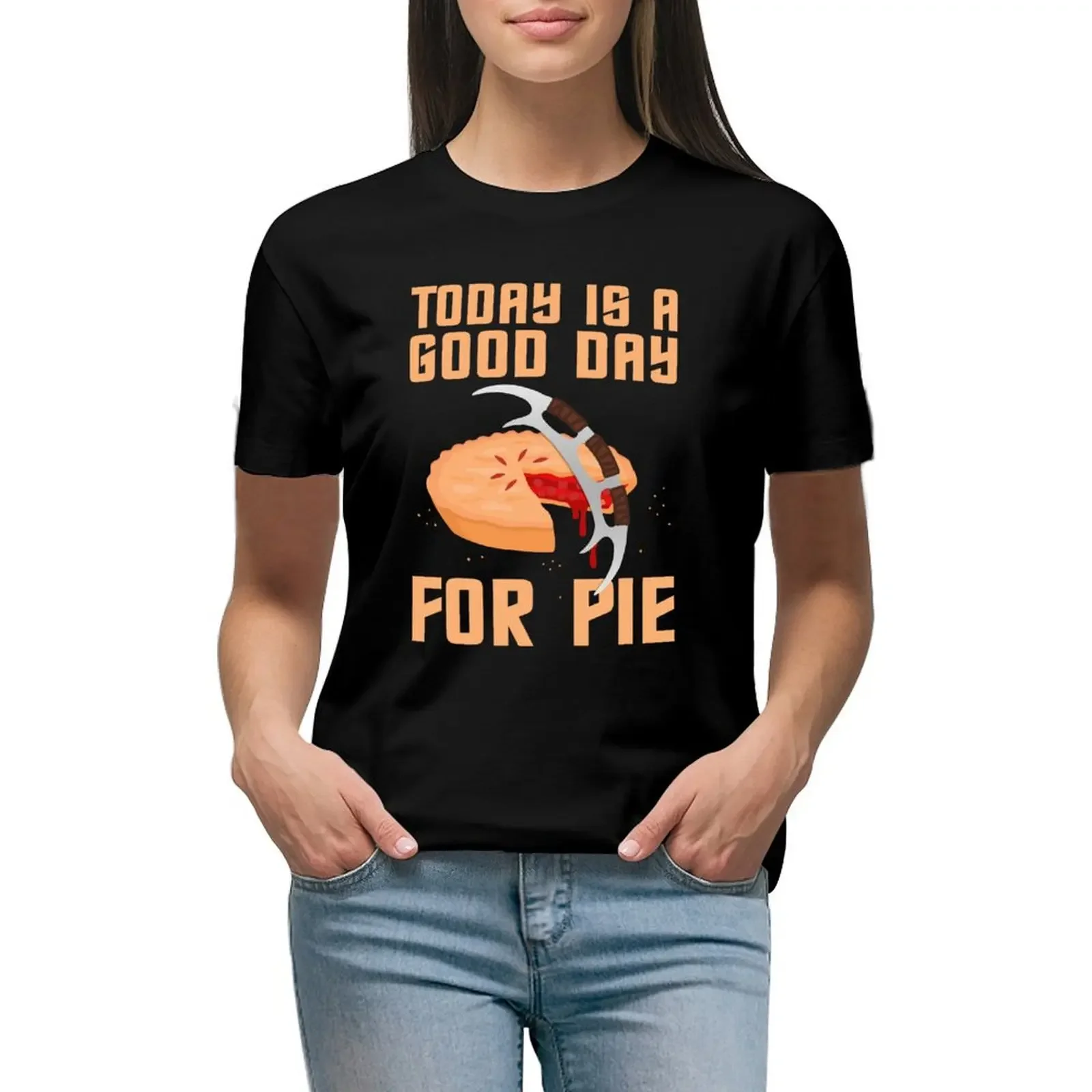 

Klingon Pie T-Shirt customs design your own Female clothing Short sleeve tee t shirts for Womens
