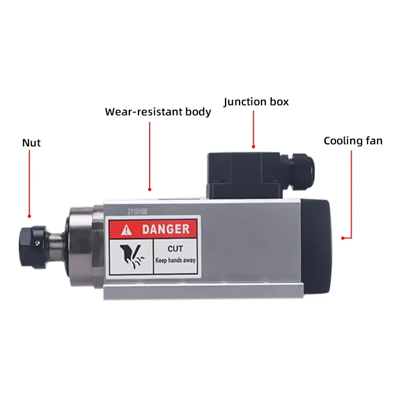 CNC LYSpindle motor 1.5 kW 220V/380V square with flange air-cooled milling spindle