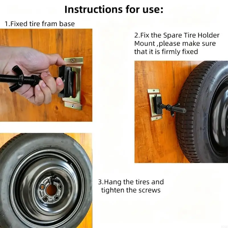 M76E Spare Tire Storage Bracket Set for Trailer and Garage, Steel Hook Mount with Threaded Post Hardware for E-Track