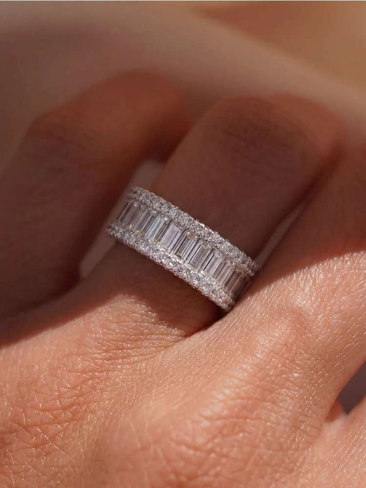 925 Sterling Silber Vollring mit Zirkonia für Damen, Alltags-Geschenk, Verlobung, Hochzeit, Luxus, Hochwertiger Edel-Schmuck – Detail 3