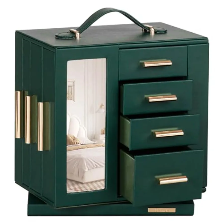 Jewelry Box for Women Large: Rotating Organizer for Ring Earring Necklace Bracelet - 7 Drawers Storage for Dresser