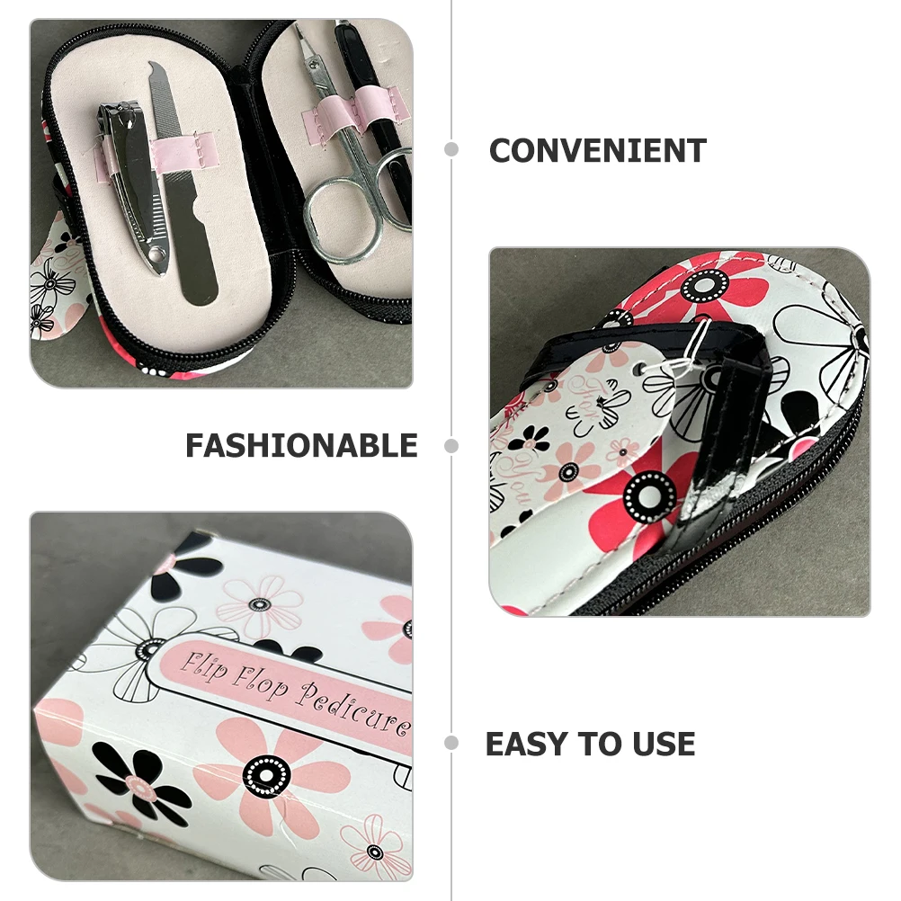 1 set Flower Slippers Nail Clipper Manicure Set Stainless Steel Pedicure Tools Kit For Women Travel Nail Care Tool Manicure