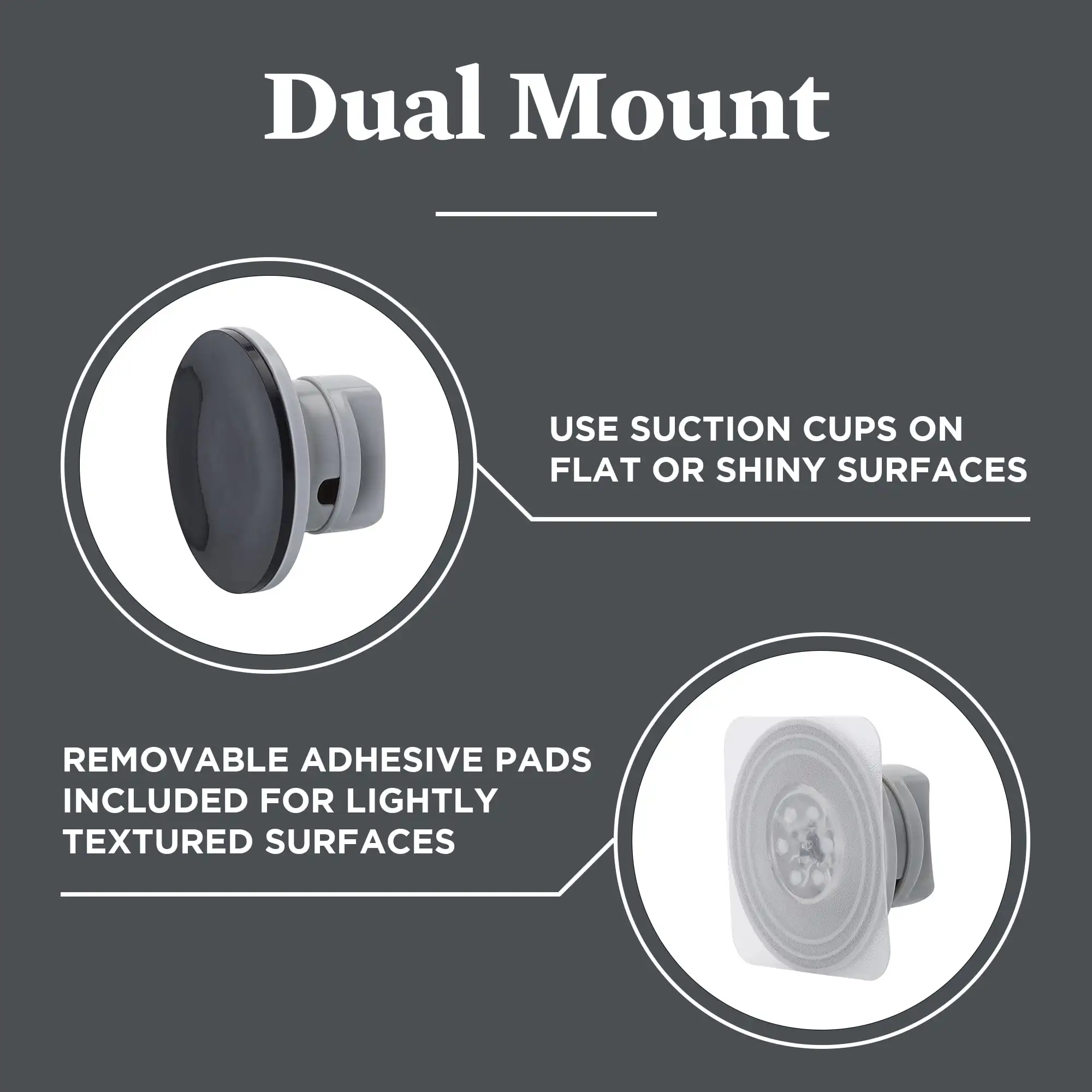 Doppelhaken, Power Grip Pro Saug- oder Klebehalterung, 2er-Pack, satiniertes Nickel