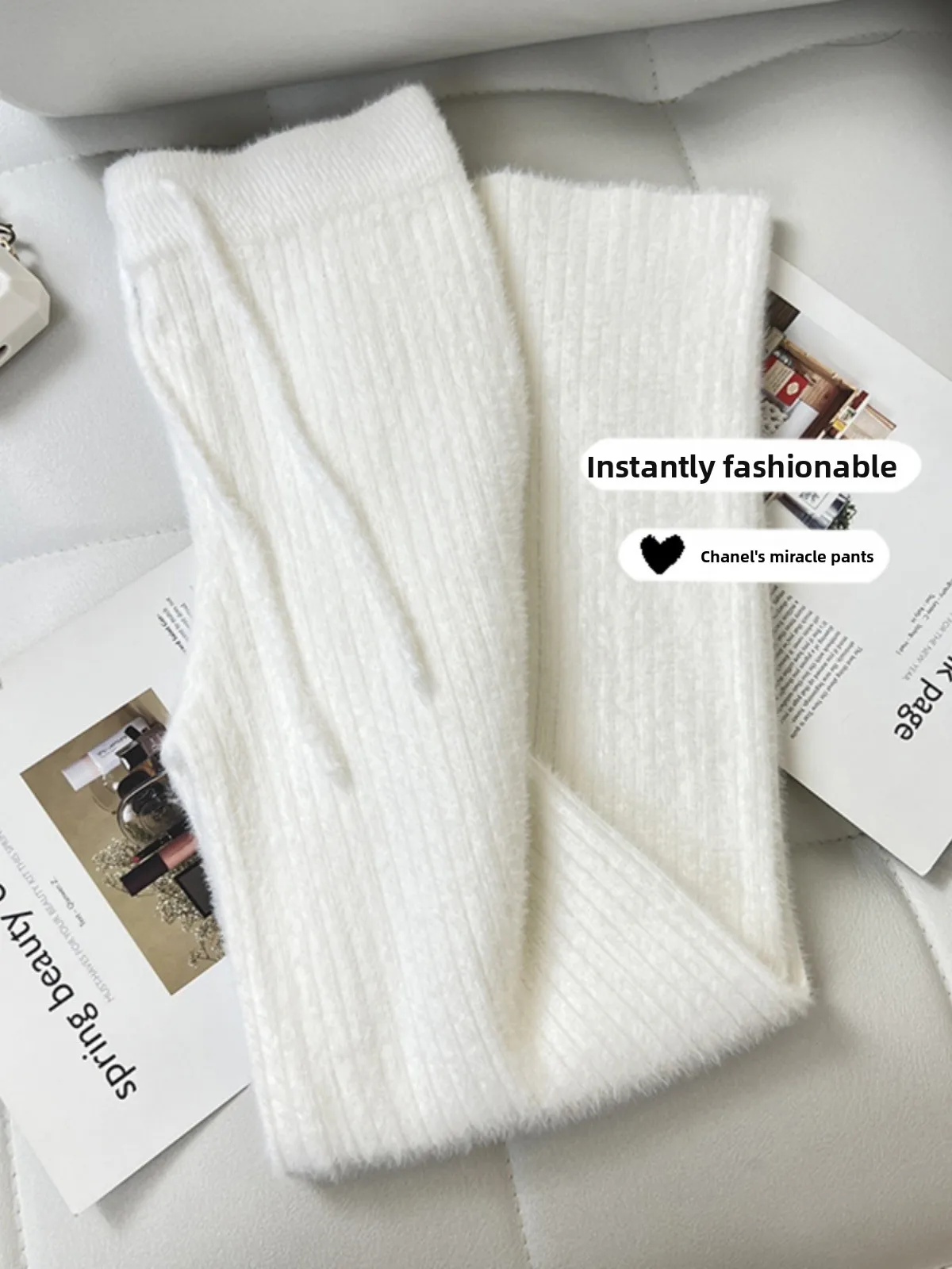 

Вязаные широкие брюки с высокой талией, женские осенне-зимние шерстяные бархатные брюки из норки, прямые брюки длиной до пола