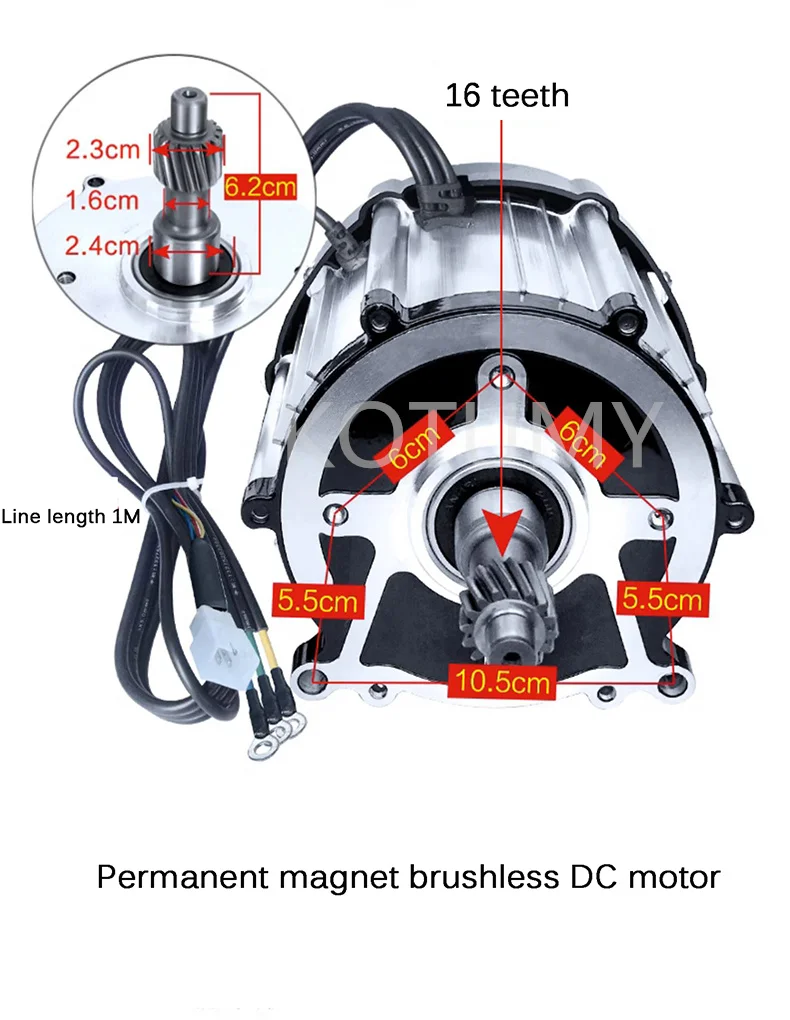 Imagem -03 - Motor dc Diferencial sem Escova Triciclo Elétrico Mini Motor de Carro Alta Velocidade 48v 60v 72v 1500w 1800w
