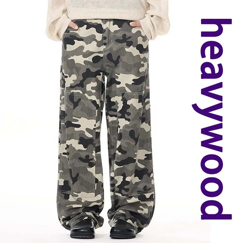 

100% Cotton Men's Casual Pants Autumn New Camouflage Cargo Pants Fashionable Printed Straight Loose Comfortable Male Trousers