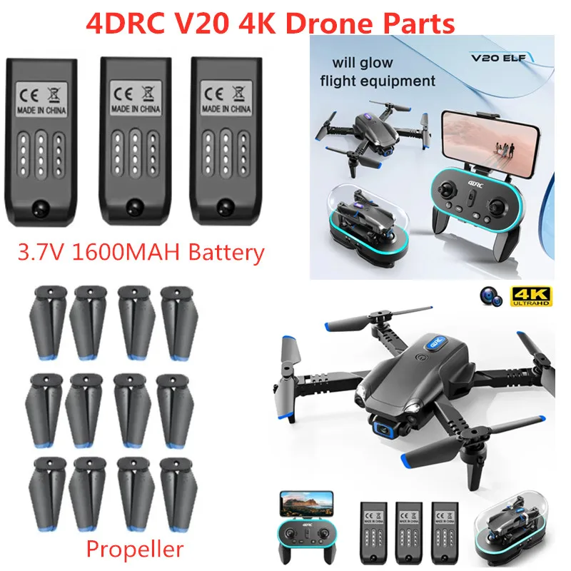 4DRC V20 Drone Battery 3.7V 1600mAh Battery For 4DRC V20 4D-V20 RC Drone Spare Parts V20 RC Drone Accessories V20 Propeller