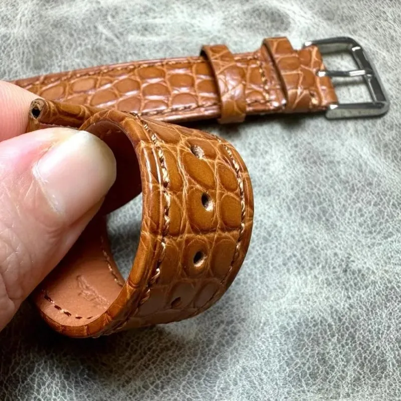 

20 22mm Rare Premium Strap Crocodile Skin Belt Genuine Leather Men's woman Yellowish brown Alligator Watchband Wristband