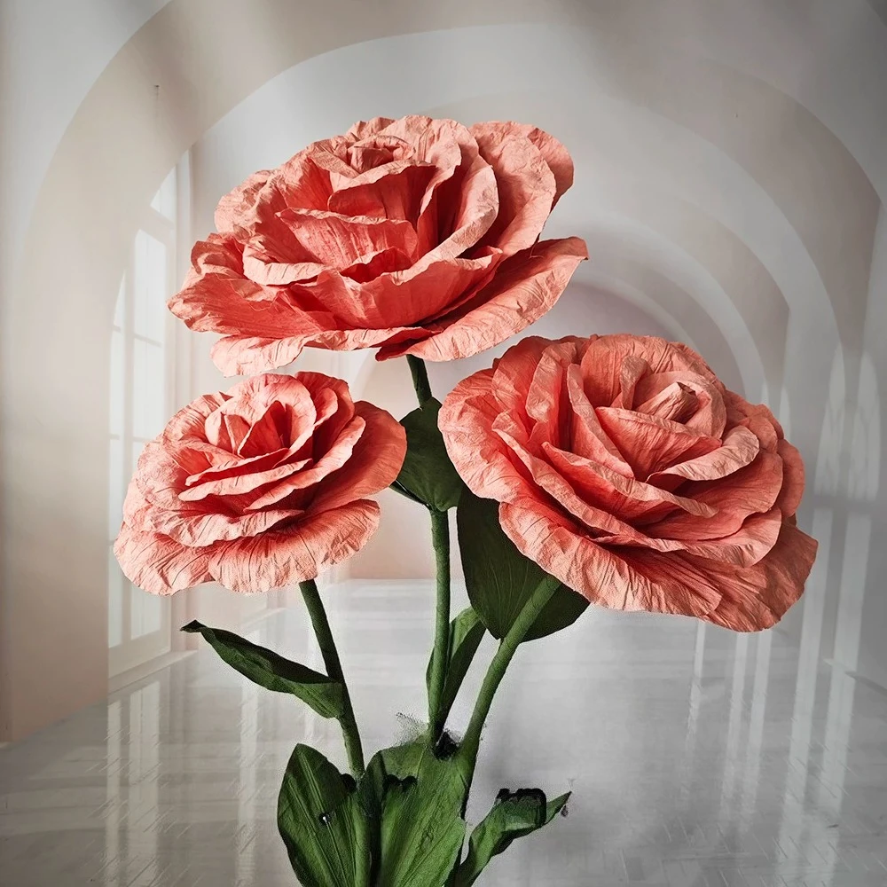 

Giant Artificial Paper Flower Rose Wedding Road Guide Floral Rose Birthday Party Event Backdrop Decor Home Stage Window Layout