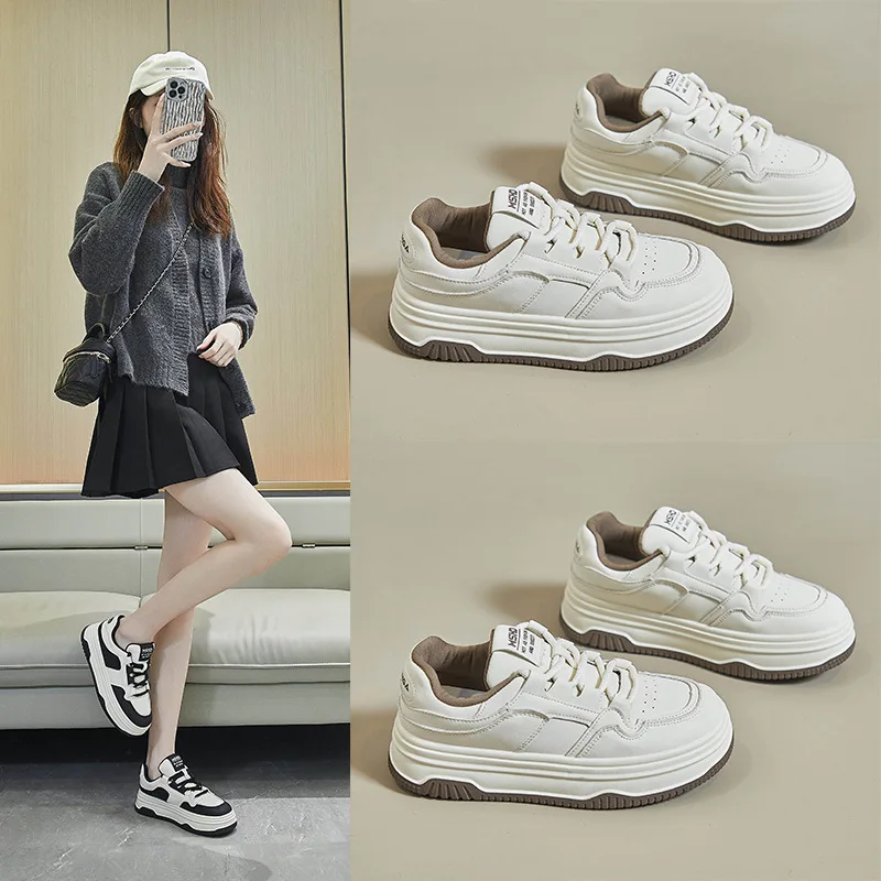 

Women's Casual Small White Shoes Thick Soled Height Increasing Sports Board Shoes Vulcanized Shoes