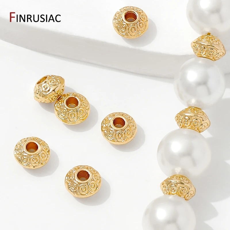 14K Gold Plated Brass Round Stripe Spacer Beads,Separator For Beads,DIY Bracelet Necklace Making Accessories,Jewelry Material image 5