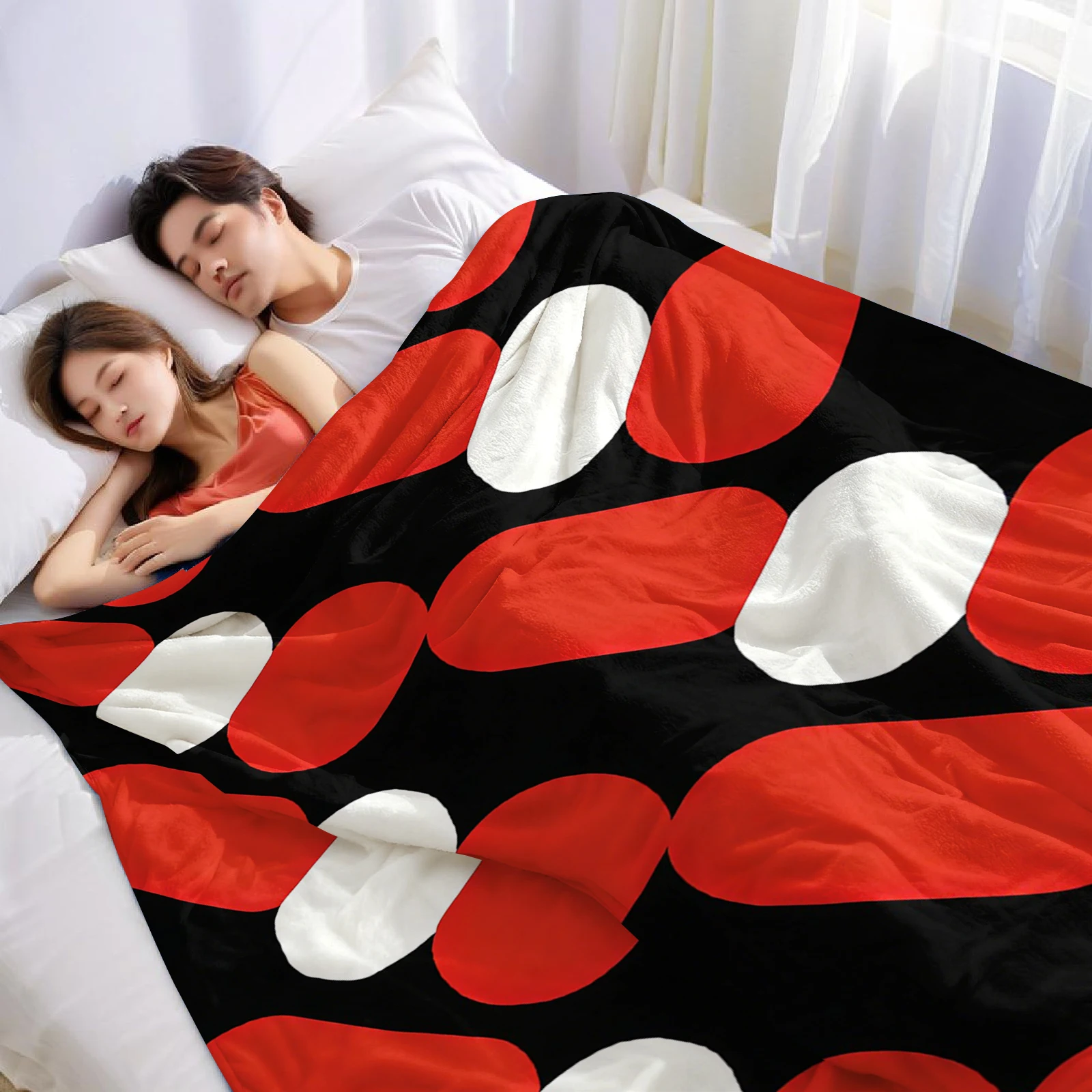 Retro Oval Link Ultra Soft Sherpa Fleece Blanket Fluffy Warm Thick Throw for Sofa Bedroom Couch Holiday Home Decor Gift