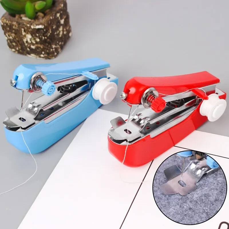 Home Handheld Sewing Machine Protable Outdoor Travel Clothes Fabrics DIY Stitchin Sew Tool Mini Manual Stitch Needlework Machine