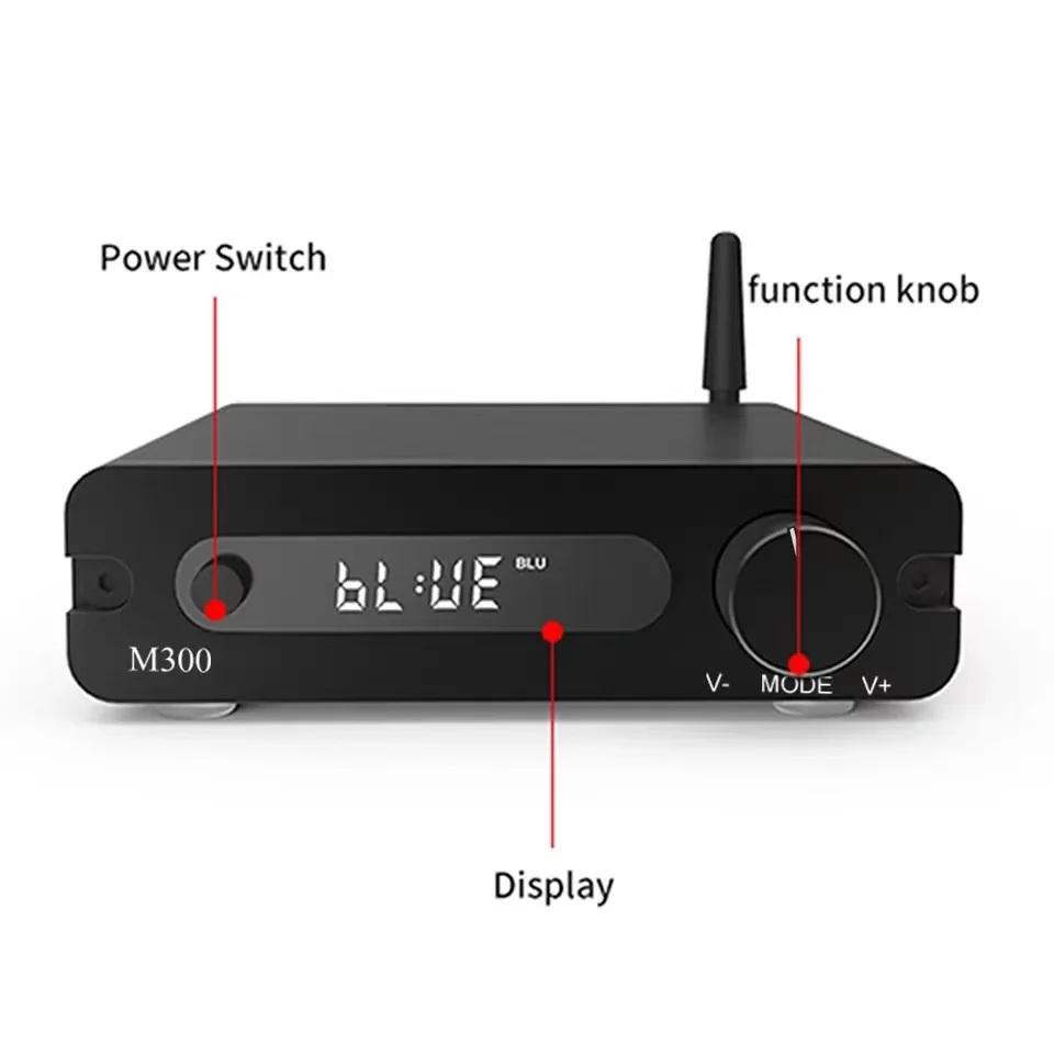 Trasam-M300 Amplificador Bluetooth, ESS9018K2M, Hi-Fi Stereo, Home Theater, 32Bit, 192kHz, Classe D, Mini Amplificador de Potência, 100W x2