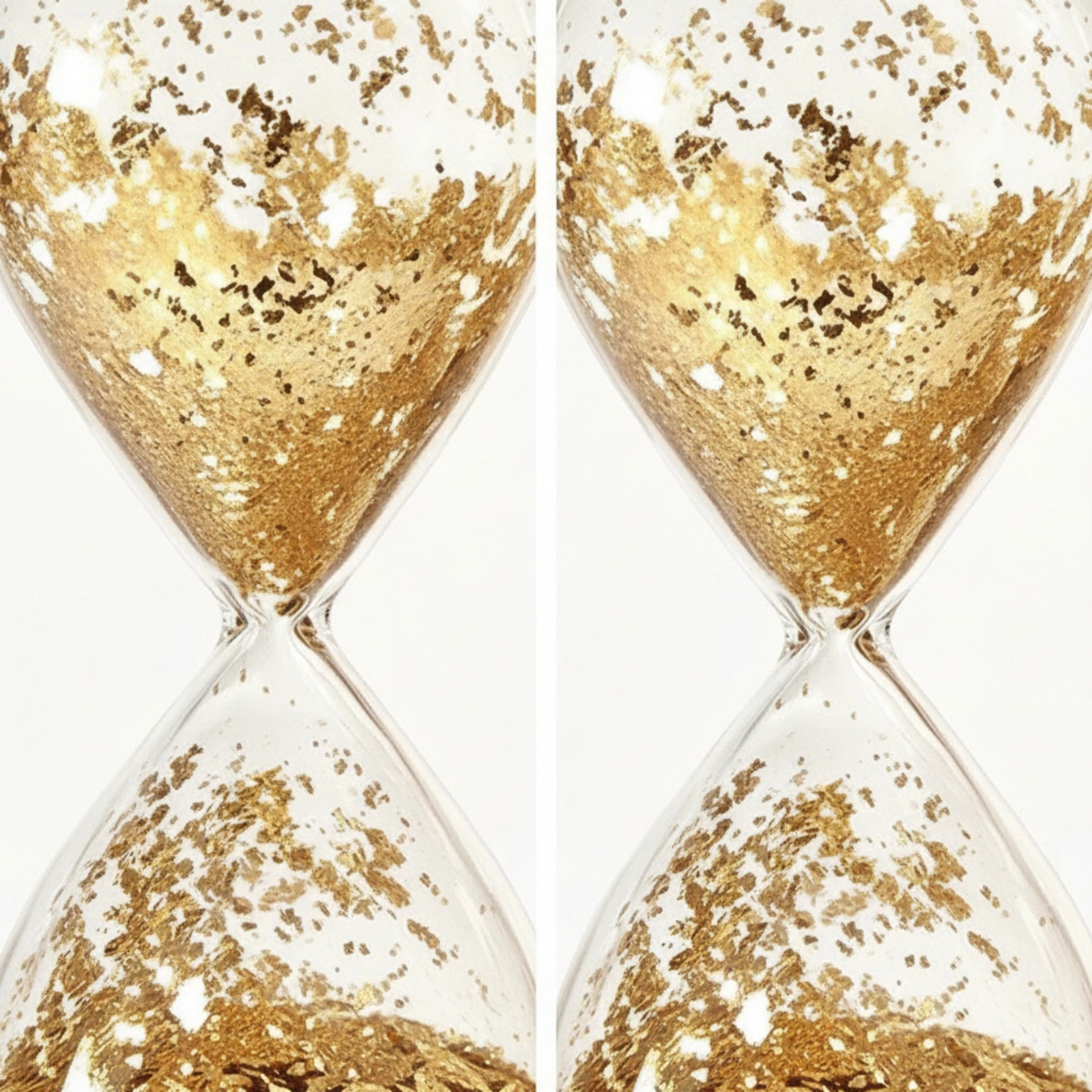 Hourglass with Gold Glitter Shimmering Decorative Hourglass Ornament Elegant Decor Curvy for Home Decorators, Living Room