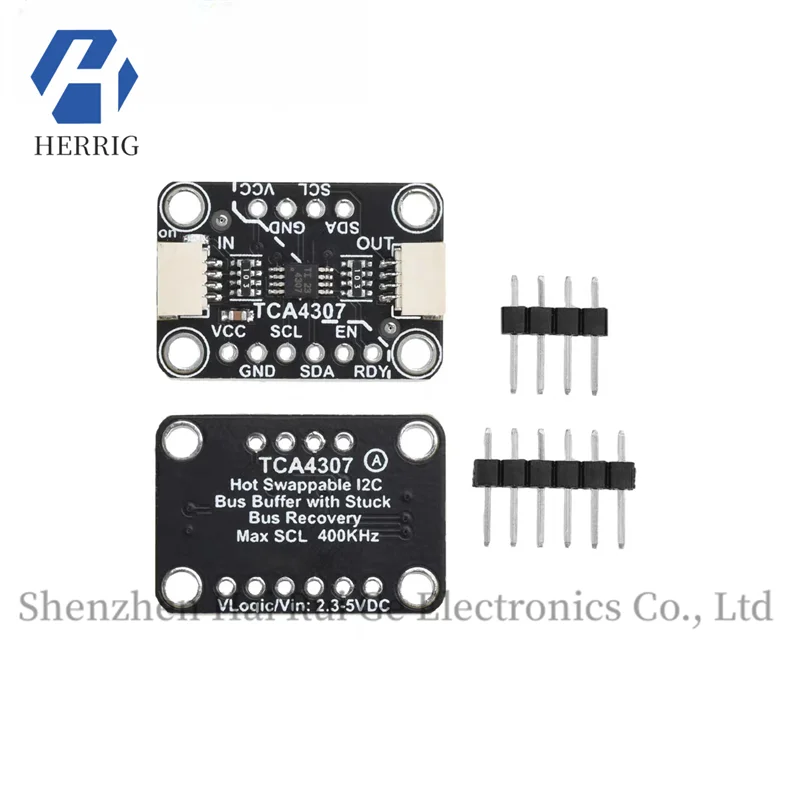 

TCA4307 hot-swappable I2C buffer module is compatible with Stemma QT Qwiic pin headers that are not soldered