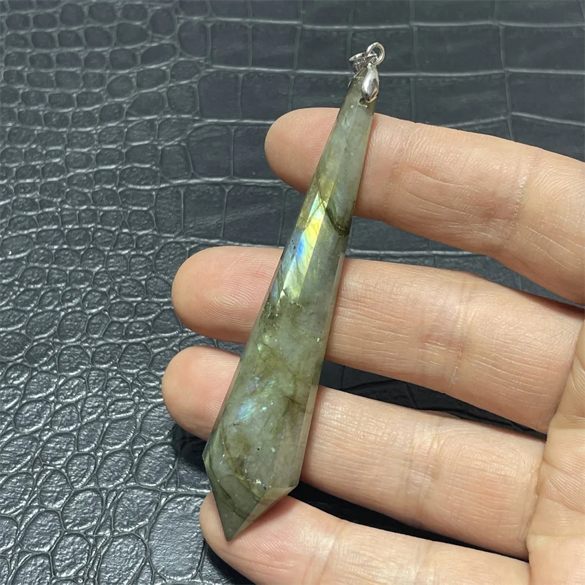 

Natural crystal elongated stone 12 faceted multi-sided staff single-pointed pillar spirit pendulum crystal column