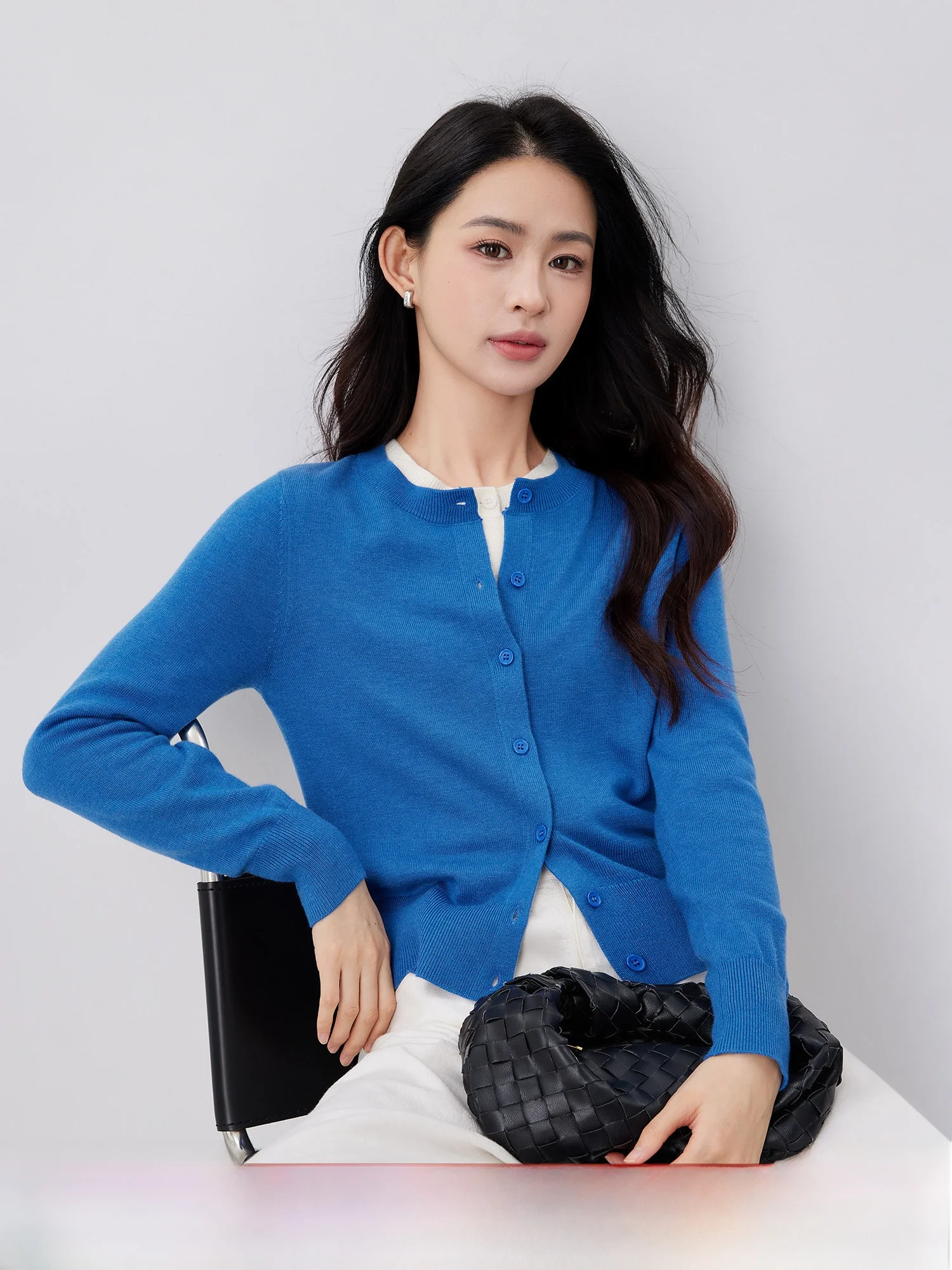 

Mijia High Quali Woolen Knitted round Ne Open Cardigan Versatile 5 Colors Basic Sle Women's Casual Faion Autumn Wear