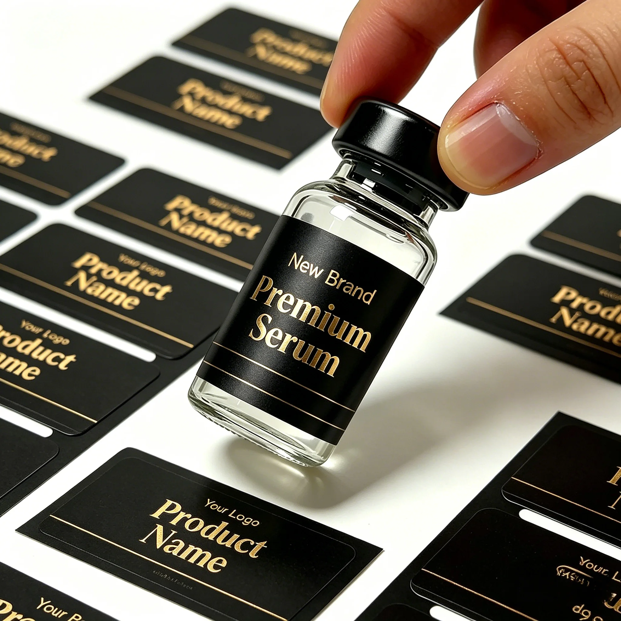 Premium Gold Foil Vinyl Labels,Strong Adhesive Stickers,3ml/5ml/10ml Vial Decals for Beauty Fitness