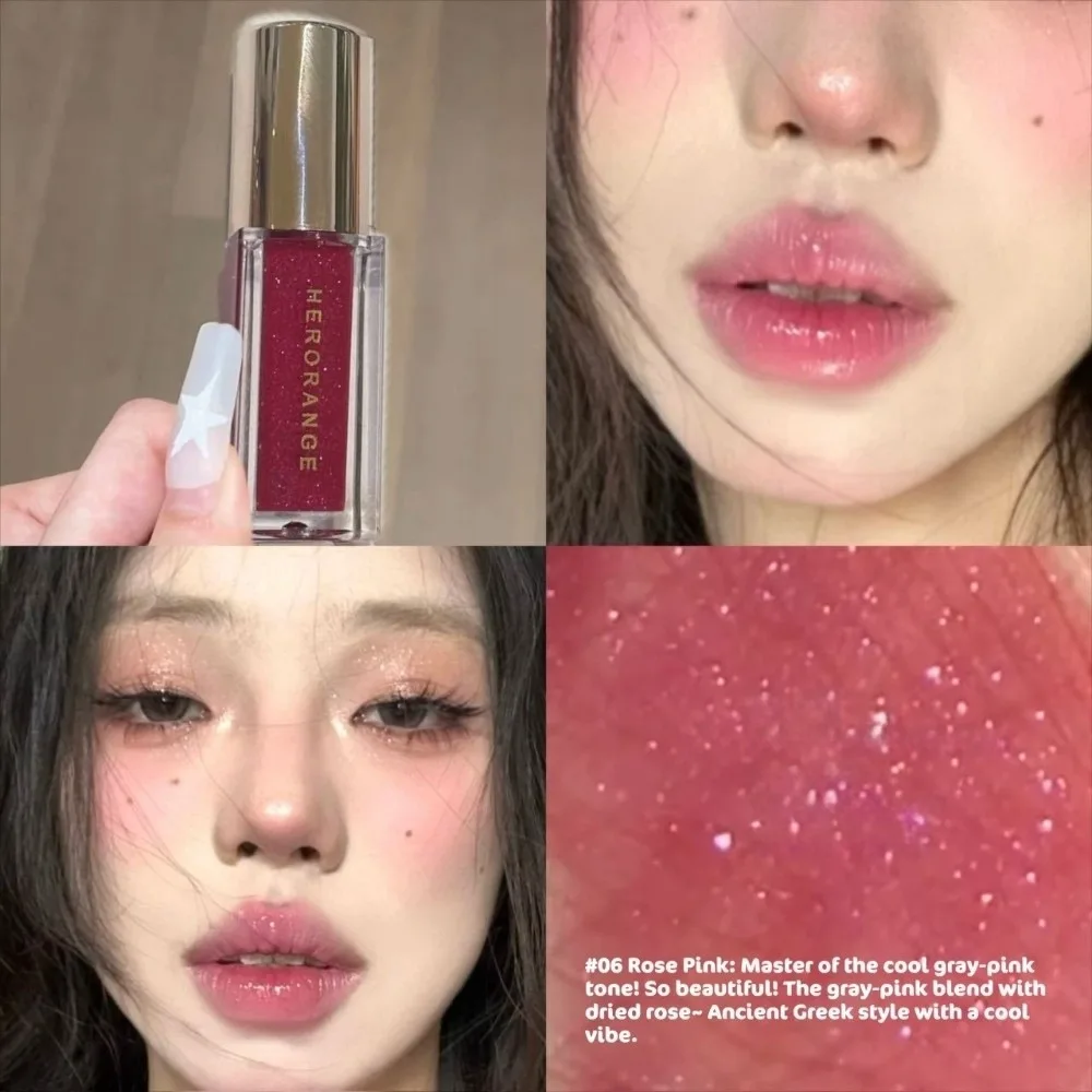 Shiny Glossy Lip Oil Waterproof Long-Lasting Moisturizing Mirror Lip Glaze Non-Stick Cup Watery Hydrated Lip Gloss for Women