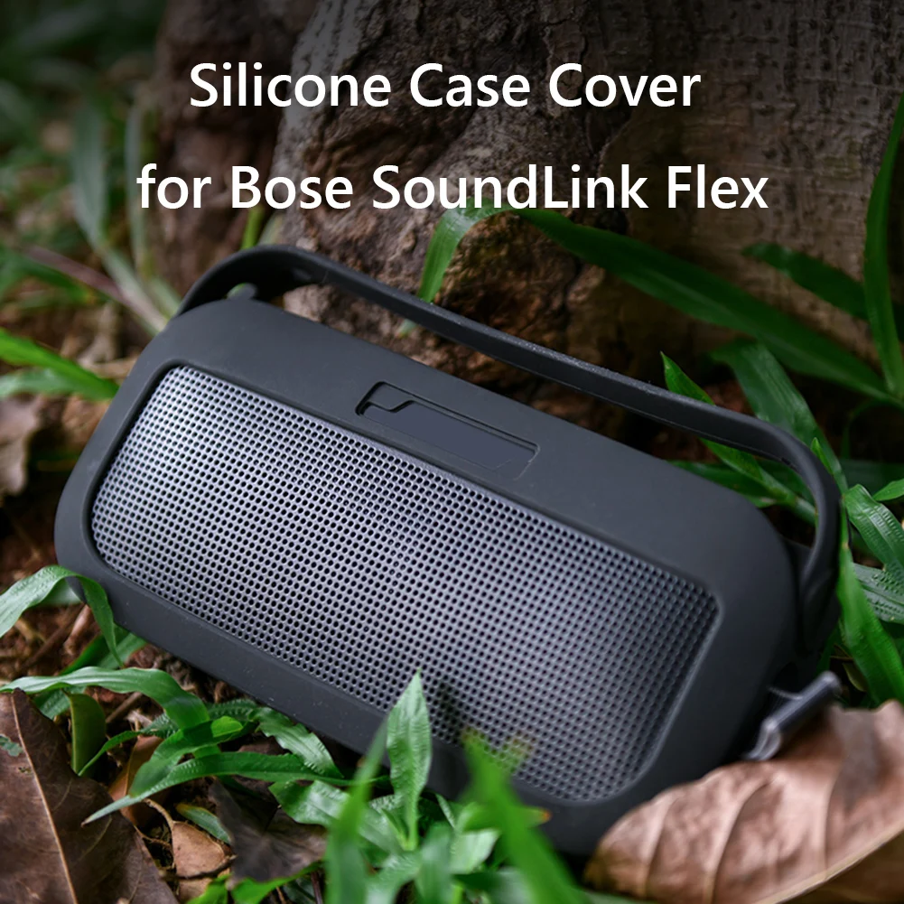 Silicone Case Cover with Handle & Shoulder Strap Soft Silicone Case Protective Skin Sleeve Speaker Cover for Bose SoundLink Flex